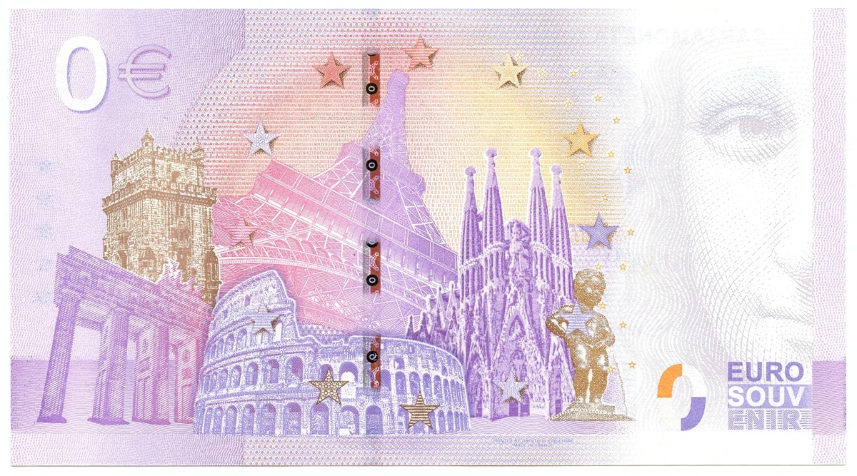 Back of the Cartamoneta.com 0 euro souvenir note.